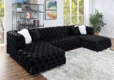 V2086 Black Sectional Sofa 2086 Velvet Imports Sectional Sofas in 2021 ...