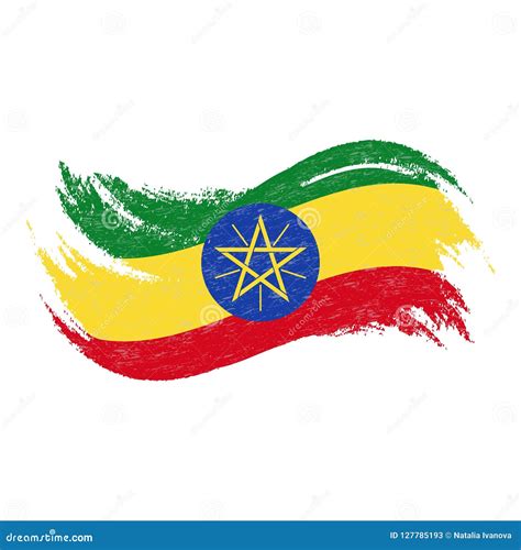 National Flag of Ethiopia, Designed Using Brush Strokes,Isolated on a ...