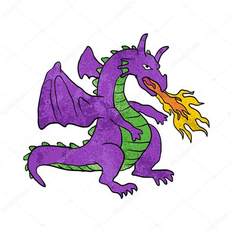 Purple dragon throwing flames Stock Vector Image by ©Milesthone #109213076