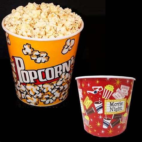 Retro Style Reusable Popcorn Bowl Plastic Container Movie Theater Bucket 8" Tall - Walmart.com