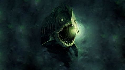 HD wallpaper: Anglerfish, Deep Sea, digital art, Divers, fangs ...