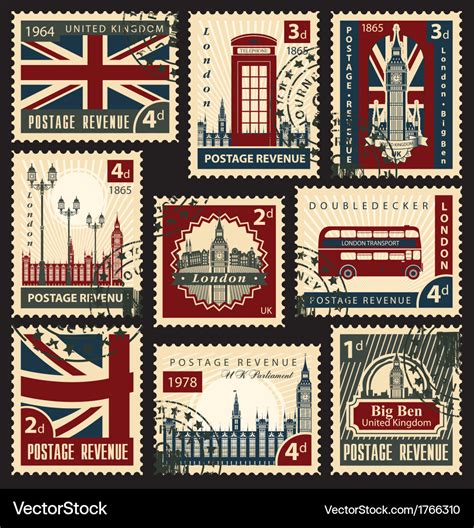 British postage stamps Royalty Free Vector Image