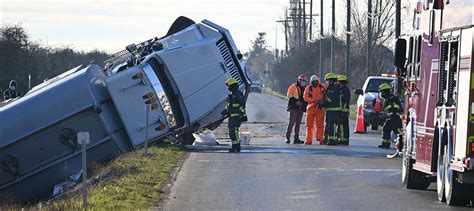 Hazmat crews remain on scene of truck accident in Ladner - Delta Optimist