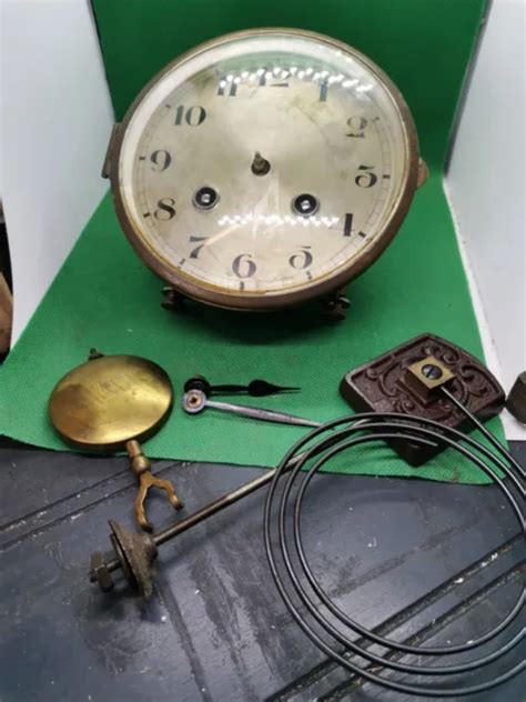 VINTAGE HALLANDIA BRASS Clock Face Bezel Movement Hands Pendulum Spares Repair $25.11 - PicClick