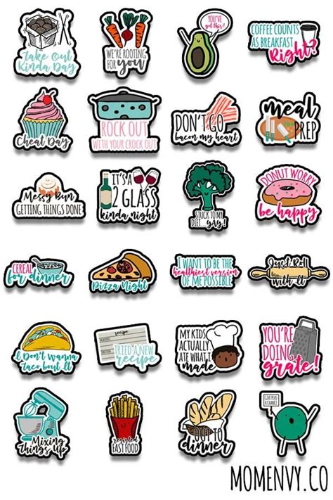 FREE Funny Meal Planning Stickers. | Planning stickers, Free printable planner stickers ...