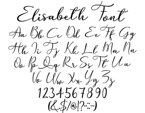 Elizabeth Font SVG, Handwritten Font SVG, Cursive Font SVG, Handwritten, Digital Download, Font ...