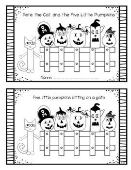 Pete the Cat Five Little Pumpkins by Crafty Vee's | TpT