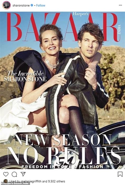 Sharon Stone, 62, poses with a boy toy on the cover of Harper's Bazaar ...