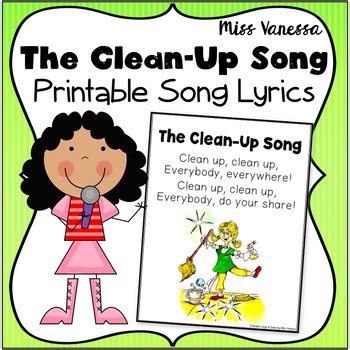 Clean Up Song Printable Lyrics by Miss Vanessa | TpT