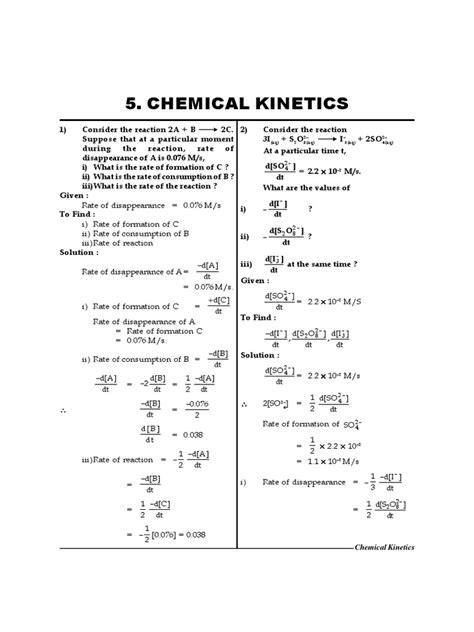 Chemical Kinetics | Fructose | Chemical Kinetics