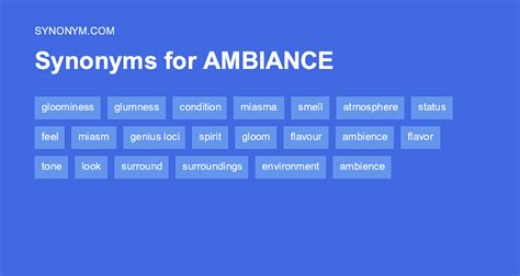 Another word for AMBIANCE > Synonyms & Antonyms