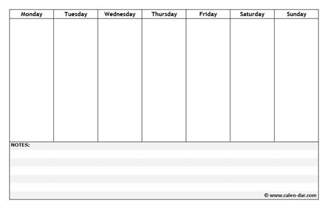 Free Printable Weekly Schedule Planner with Notes | Weekly schedule ...