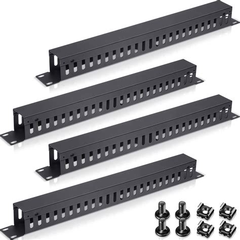 Buy 4 Pack 1U 19 Inch Cable Manager 24 Slot Horizontal Rack Wire Management Server Rack Cable ...