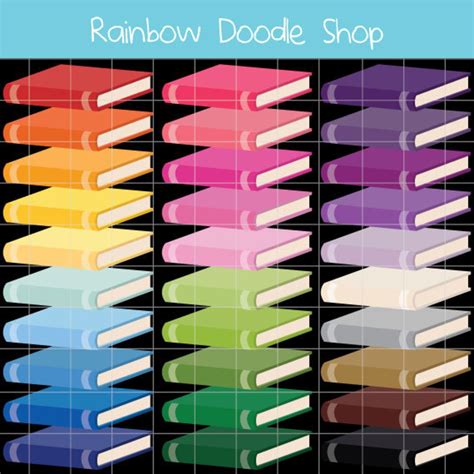 Books Clipart, Colorful Books Clip Art, Rainbow Books Clipart, School ...