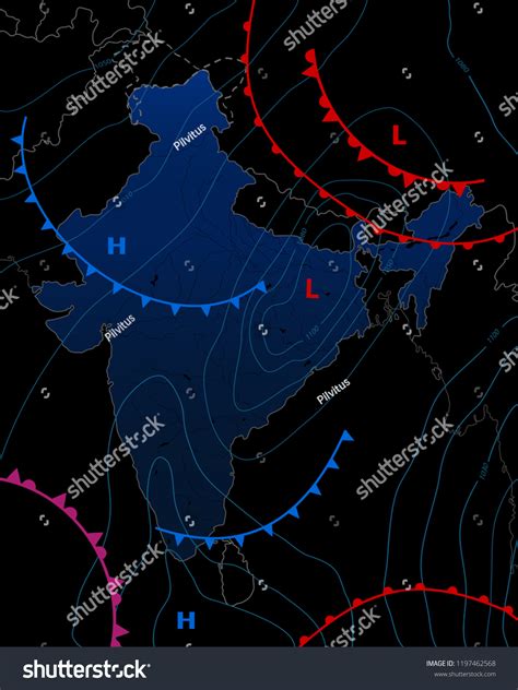 Weather Map India Meteorological Forecast On Stock Vector (Royalty Free ...