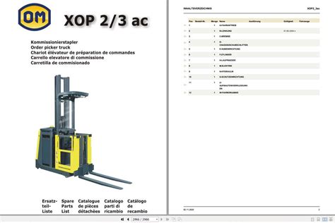 Still OM Pimespo Order Picker Truck XOP2-3 AC Spare Parts List DE