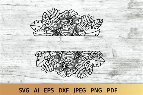 Split Floral Border SVG By Elionorka | TheHungryJPEG