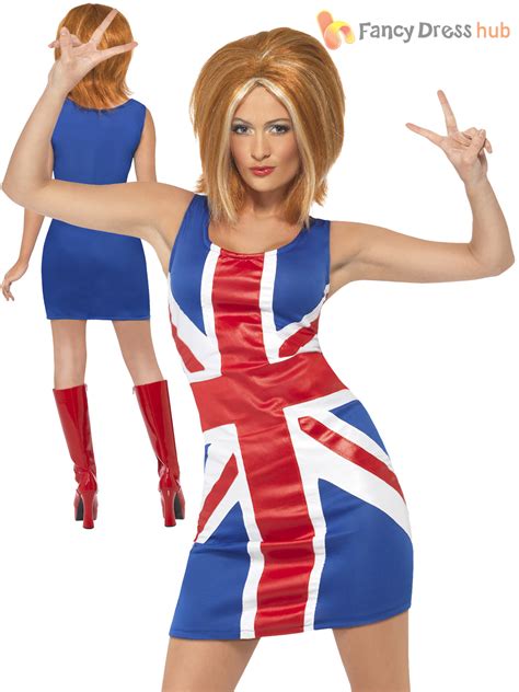 Ladies Ginger Spice Costume Adults Spice Girls Fancy Dress Union Jack ...