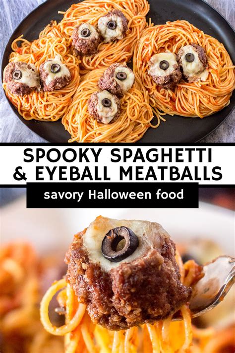 Savory Halloween Recipe: Spooky Spaghetti and Cheese Stuffed Meatballs