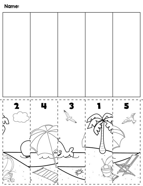 Summer Beach Number Order Cut & Paste Scene | Worksheets, Summer activities for kids, Kids math ...