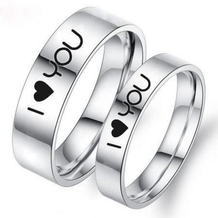 I Love You Titanium Couple Rings (Price for a Pair)