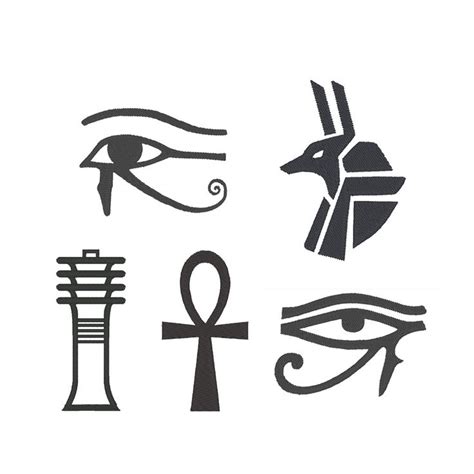 Egyptian Symbols Machine Embroidery, Ancient Egypt Embroidery Design, PES File, Ankh, Anubis ...