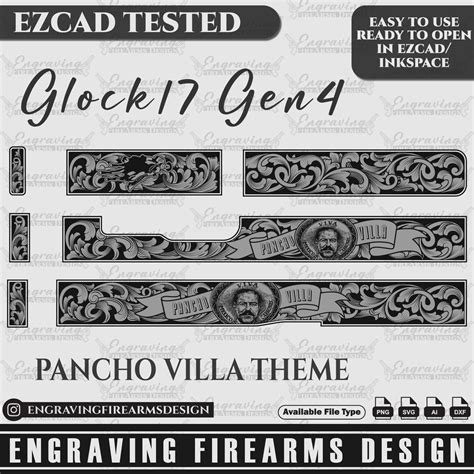 Engraving Firearms Design Glock17 Gen4 Scroll With Pancho Villa Design - Etsy