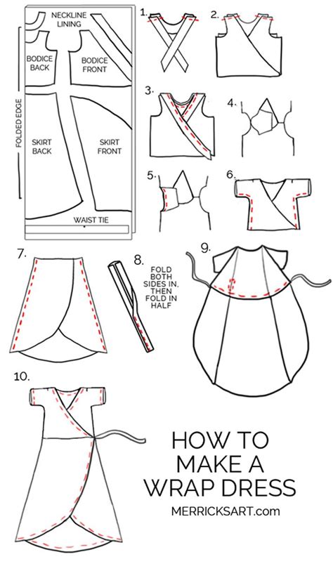 Midi Wrap Dress Sewing Tutorial - Merrick's Art | Diy sewing clothes, Sewing for beginners ...