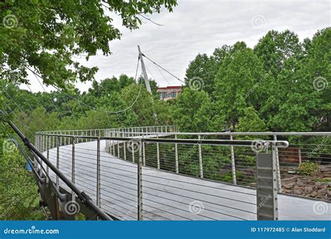 Liberty Bridge in Falls Park on the Reedy Editorial Image - Image of ...