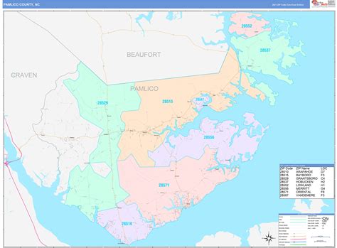 Pamlico County, NC Wall Map Color Cast Style by MarketMAPS - MapSales.com