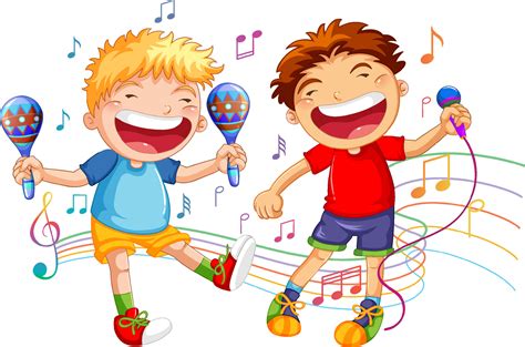 Two boys singing and dancing 7143337 Vector Art at Vecteezy