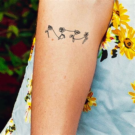 Floral Temporary Tattoo / Flower Line Tattoo / Simple Tattoo / - Etsy