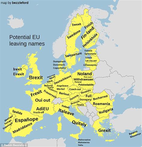 Map shows funniest names to use when anyone leaves EU | Daily Mail Online