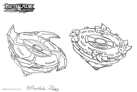 Beyblade Burst Coloring Pages Two Beyblades - Free Printable Coloring Pages