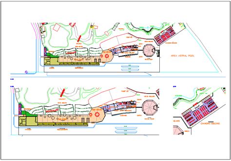 Amazon waterfall theme park plan layout detail dwg file - Cadbull