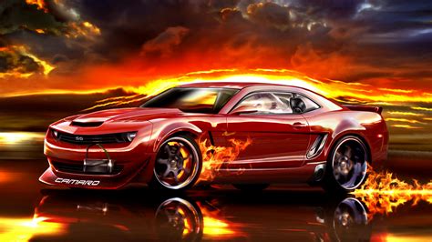 Red Chevrolet Camaro Fire Wallpapers HD / Desktop and Mobile Backgrounds