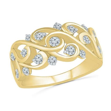 Yellow Gold Diamond Scroll Ring 1/2ctw | REEDS Jewelers