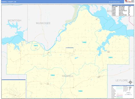 Haskell County, OK Zip Code Wall Map Basic Style by MarketMAPS - MapSales