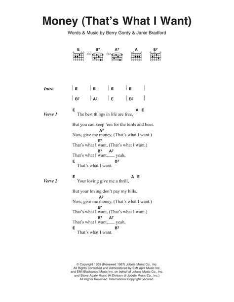 Money (That's What I Want) by The Beatles - Guitar Chords/Lyrics ...