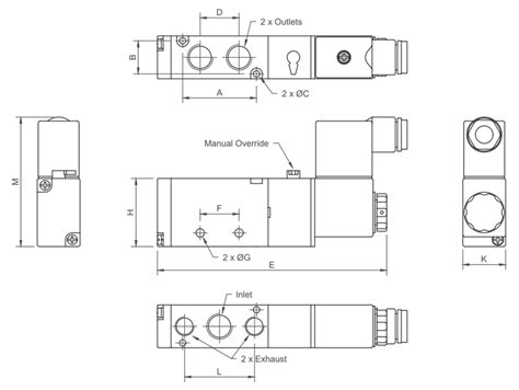 Pneumatic control solenoid valve - 5 Way