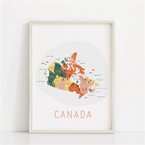 Canada Map Travel Poster Map of Canada Canada Poster Travel Print ...