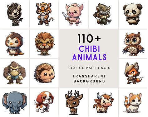 117 Adorable Chibi Animal Illustrations With Transparent Backgrounds ...