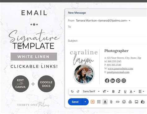 Email Signature Template for Canva Google Docs Template - Etsy