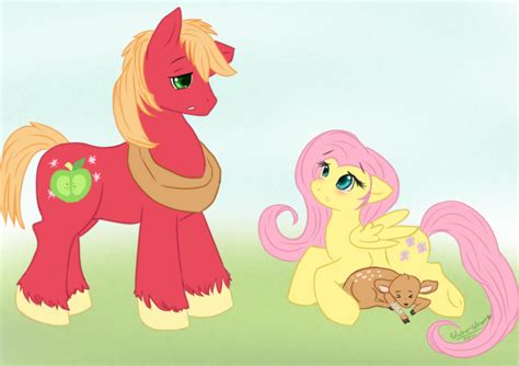 Fluttershy and Big Mac by WaterGleam on DeviantArt