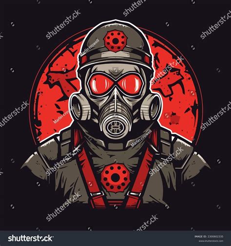 Red Man Radioactive Hazard Gas Mask Stock Vector (Royalty Free ...