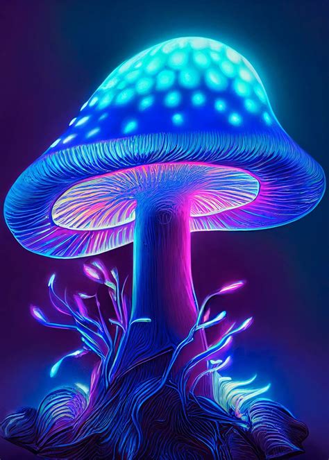 'Glowing magical mushroom' Poster, picture, metal print, paint by Venmile | Displate