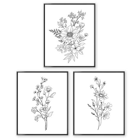 Buy Black and White Prints, Botanical Wall Art Prints UNFRAMED (8x10), Aesthetic for Bedroom ...