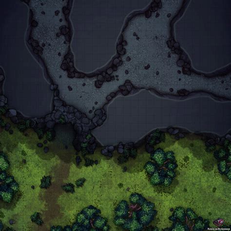 Forest Cave Entrance - D&D Map for Roll20 And Tabletop - Dice Grimorium