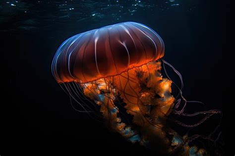 Premium AI Image | Splendid Coloured Jellyfish Swimming in Its Natural Underwater Habitat