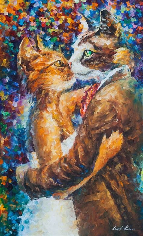 PASSION OF THE CATS - Palette Knife Oil Painting On Canvas By Leonid Afremov - 24"X40"